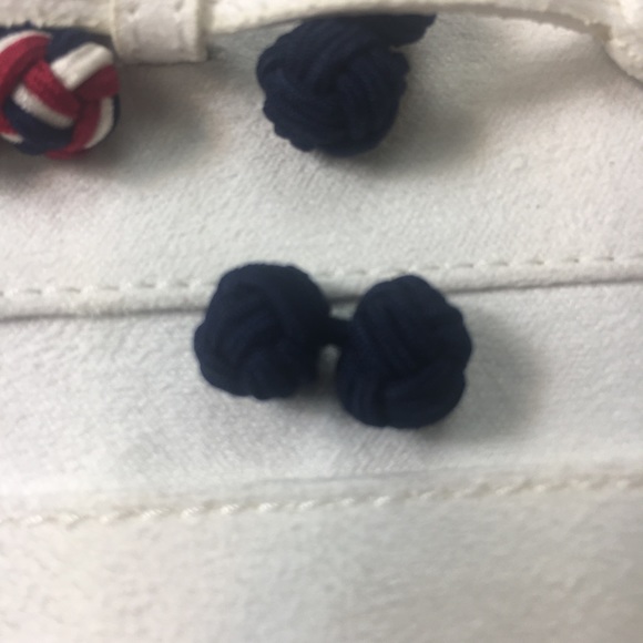 IWC Schaffhausen Knot Cufflinks Set of 3 IWA75073 Fabric Navy Red White - Picture 8 of 10